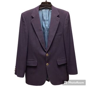 Countess Mara VTG Bespoke 100% Cashmere Violet Navy Sport Coat Blazer Jacket Med